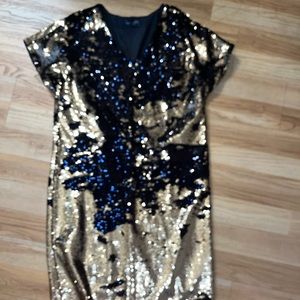 Tracee Elliss Ross  Black & Gold Sequin Glow Dress - Sz L